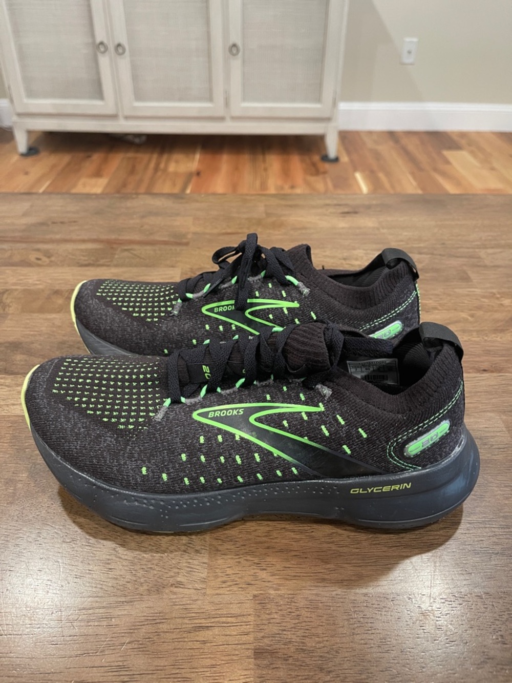 Brooks Black Running Shoes with Neon Green Accents